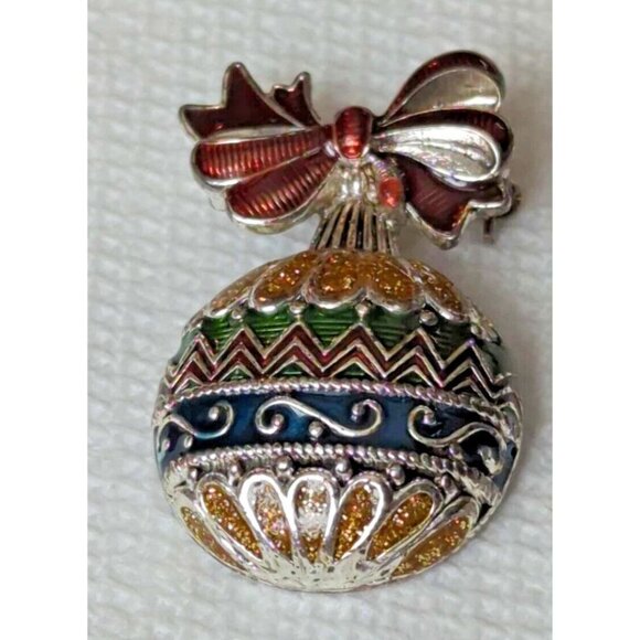 Nina Ricci Vintage Ornamental Christmas Ball Brooch - Picture 3 of 5